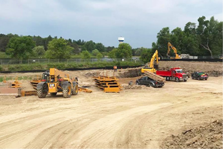 Construction equipment and vehicles on site