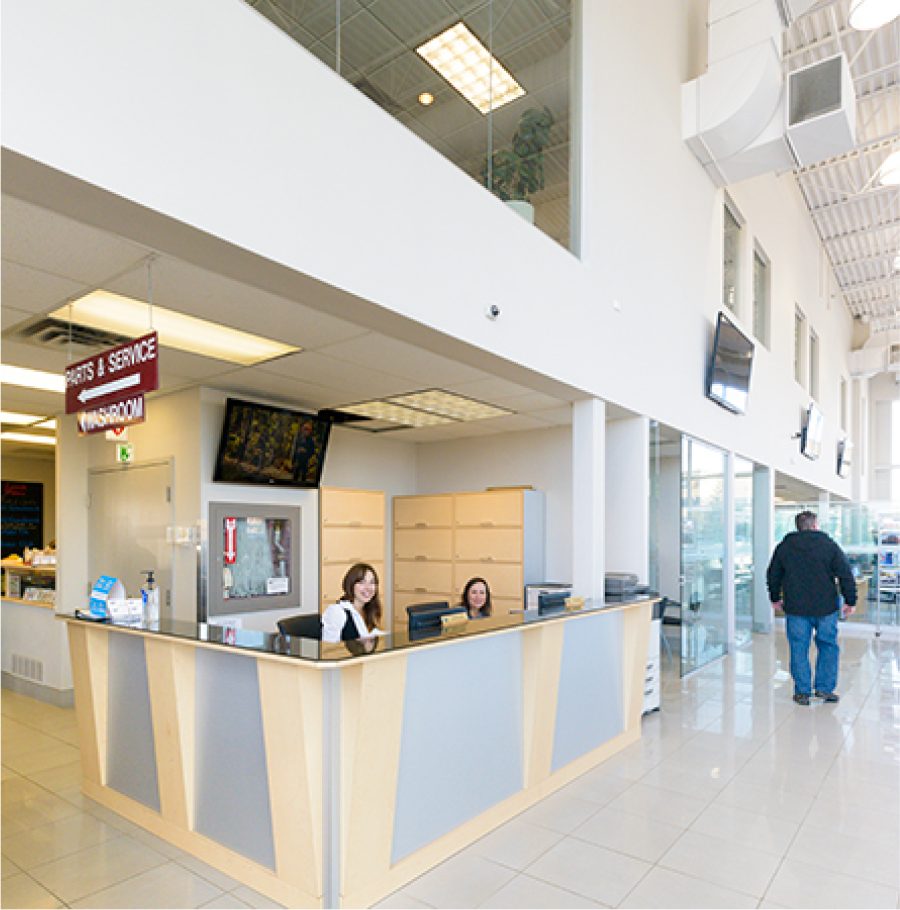 Interior of Barrie Ford dealership renovation project